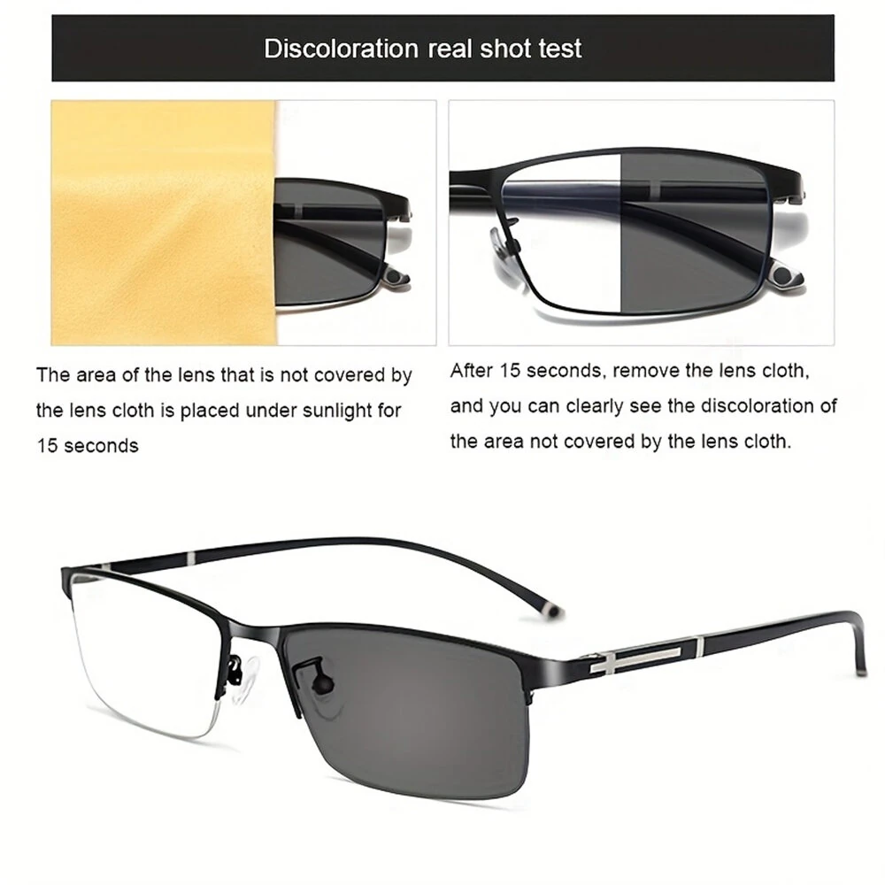 Photochromic Auto Zoom Reading Glasses HD Near Far Anti-blue Light Business Presbyopia Glasses