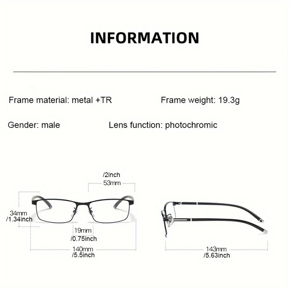 Photochromic Auto Zoom Reading Glasses HD Near Far Anti-blue Light Business Presbyopia Glasses