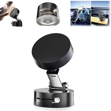 Foldable Magnetic Vacuum Phone Holder 360° Electric Suction Car Mount Double-Sided Swivel Stand for Car Mirror Gym Kitchen