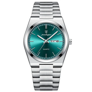 POEDAGAR Luxury Men Quartz Watch Waterproof Luminous Sport Watches Date Week Stainless Steel Male Wristwatch