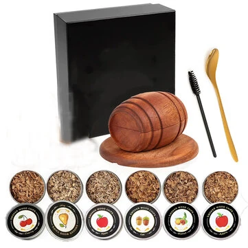 6 Flavors Whiskey Smoker Kit with Wood Chips Old Fashioned Drink Smoker Infuser for Cocktails Birthday Bourbon Gifts