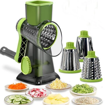 Multi-functional Hand Crank Rotary Slicer Vegetable Cutter Handheld Rotary Cheese Grater Cutter Round Mandoline with Handle Vegetable Slicer Carrot Cutter Nut Grinder