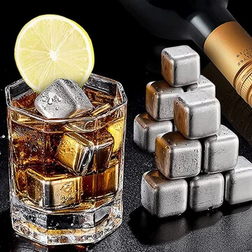 8 / 12PCS 304 Stainless Steel Ice Cubes Set Reusable Chilling Stones for Whiskey Wine Wine Cooling Cube Chilling Rock Party Bar Tool