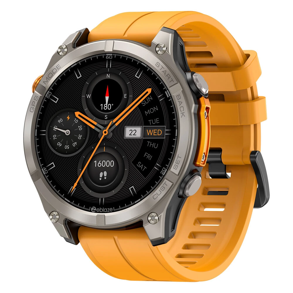 [World Premiere]Zeblaze Stratos 4 1.43-inch AMOLED GPS 5ATM&IP69K Waterproof Built-in Flashlight Compass&Barometric Altimeter 60 days Battery Life Voice Assistant bluetooth Call Heart Rate SpO2 Monitor Sleep Monitoring Multi-sport Modes Smart Watch