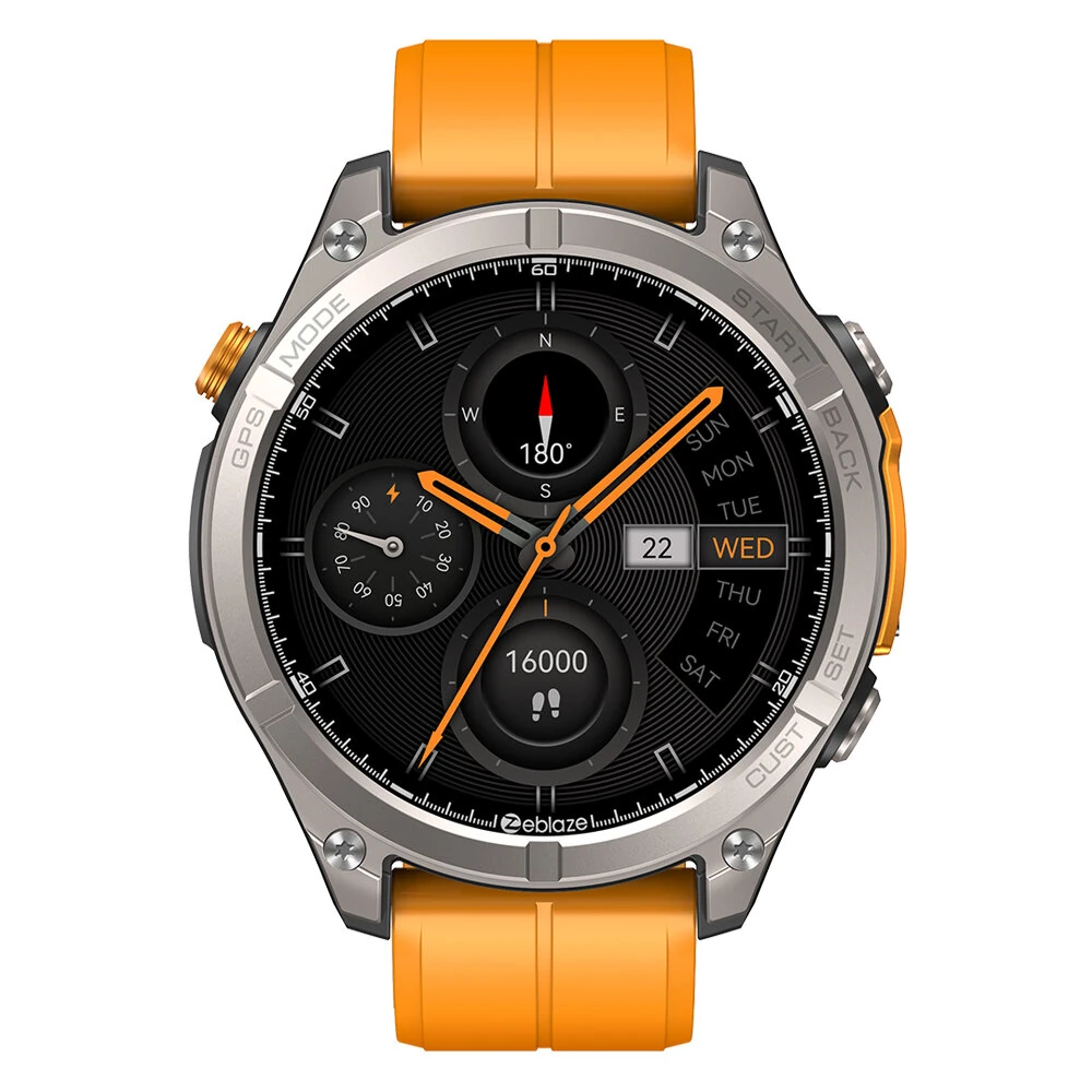 [World Premiere]Zeblaze Stratos 4 1.43-inch AMOLED GPS 5ATM&IP69K Waterproof Built-in Flashlight Compass&Barometric Altimeter 60 days Battery Life Voice Assistant bluetooth Call Heart Rate SpO2 Monitor Sleep Monitoring Multi-sport Modes Smart Watch