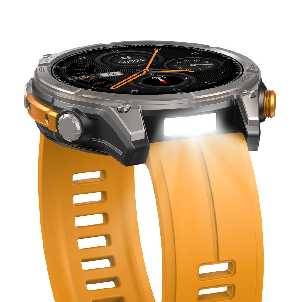 [World Premiere]Zeblaze Stratos 4 1.43-inch AMOLED GPS 5ATM&IP69K Waterproof Built-in Flashlight Compass&Barometric Altimeter 60 days Battery Life Voice Assistant bluetooth Call Heart Rate SpO2 Monitor Sleep Monitoring Multi-sport Modes Smart Watch