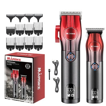 MARSKE 2 In 1 Electric Hair Clipper Set for Men Cordless Rechargeable Trimmer Kit with LCD Display 6500 RPM