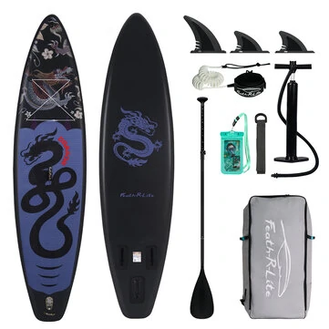 [EU Direct] Funwater 350CM Big Size Inflatable Stand Up Paddle Board Surfboard Maximum Load 180KG Stand Up Portable Surfboard With Adjustable Paddle, Pump, Backpack, Leash, Safety Rope, Adult