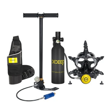 [EU Direct] DIDEEP 1L Mini Diving Scuba Tank Set with Snorkel Full Face Cover Air Pump Portable Oxygen Cylinder Diving Face Cover Underwater Breath System Automatic Air Compressor Optional