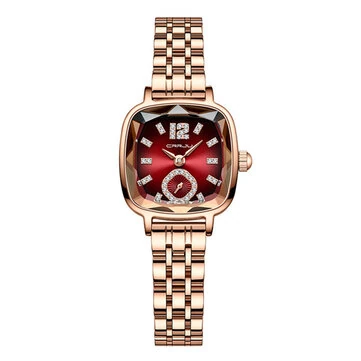 CRRJU Stainless Steel Women Watch Square Luxury Rhinestone Quartz Watch Business Waterproof Fashion Wrist Watch