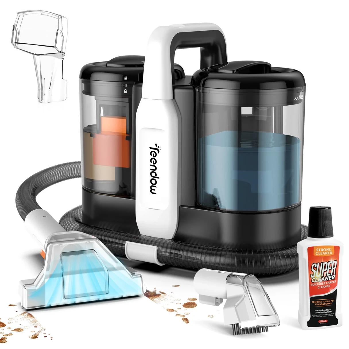 [EU Direct]Teendow C5 500W Portable Carpet Cleaner Vacuums 11kpa Spot Cleaner For Carpet And Sofa Pet Stain Remover with Dual Water Tank System
