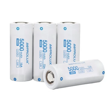 Astrolux® C2650 5000mAh 3C 3.6V 26650 Li-ion Battery Unprotected 15A High Performance Rechargeable Lithium Power Cell For Flashlights RC Toys Remote Control Gamepad