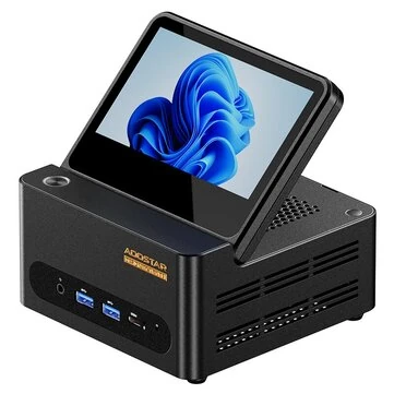 AOOSTAR G-FLIP Mini PC With 5 Inch Foldable Screen AMD Ryzen AI 9 HX 370 12 Cores 24 Threads 32GB DDR5 1TB SSD/64GB DDR5 2TB SSD Fingerprint Unlock Windows 11 Pro WIFI7 BT5.3 4K Triple Output