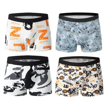 4pcs Men's Fashion Printed Underwear Comfortable And Breathable Men Boxers Briefs Thin Underwear Pants