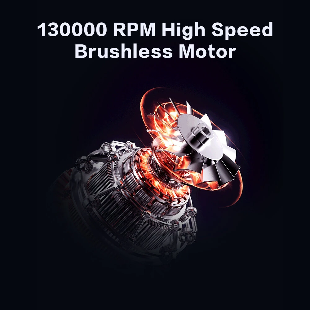 DRILLPRO P30 Turbo Fan 130,000 RPM 300g Wind Pressure with 5000mAh Battery Dual Nozzles Portable Brushless Motor High Performance