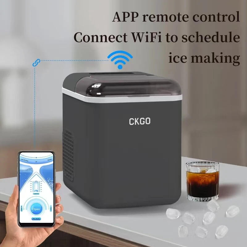 CKGO-i5 Ice Maker Wifi Connection App Control  Adjustable Ice Size Automatic Cleaning Touch Button With LED Display