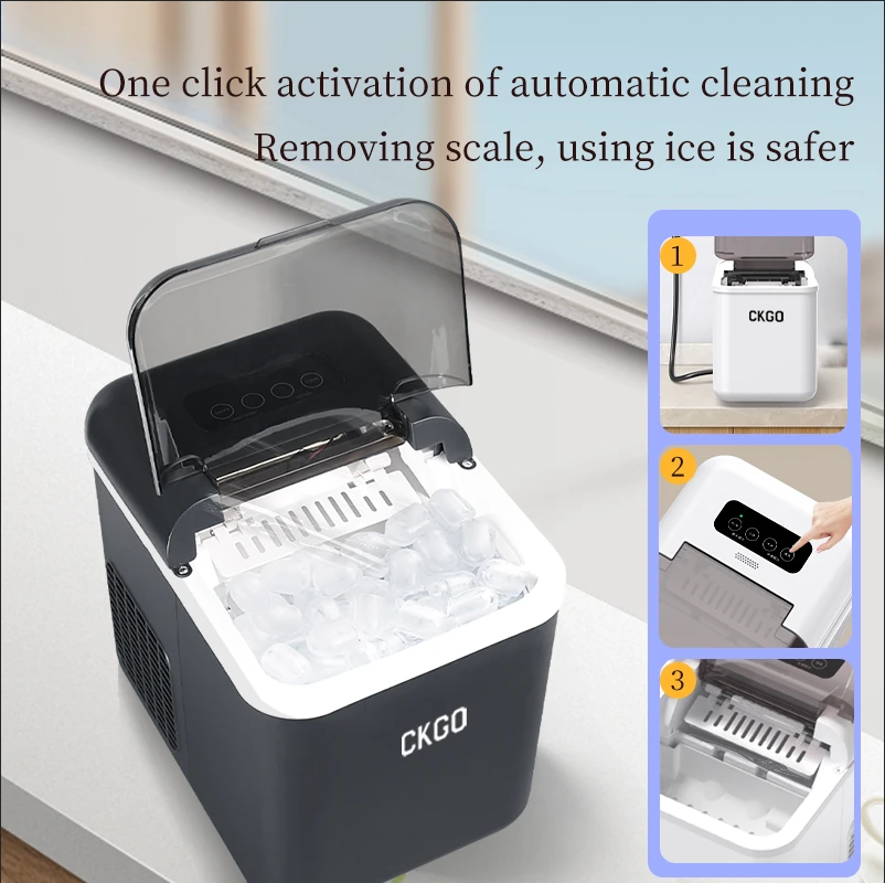 CKGO-i5 Ice Maker Wifi Connection App Control  Adjustable Ice Size Automatic Cleaning Touch Button With LED Display