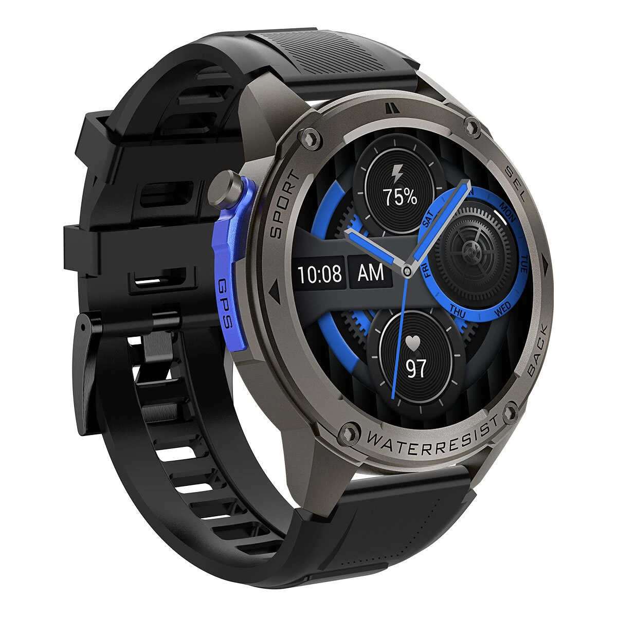 BlitzWolf BW-Voyager1 1.43-inch AMOLED GPS Double Straps Compass & Barometer 10ATM Waterproof bluetooth Call Heart Rate Blood Oxygen Monitor Sleep Monitoring Menstrual Cycle Multi-sports Outdoor Smart Watch