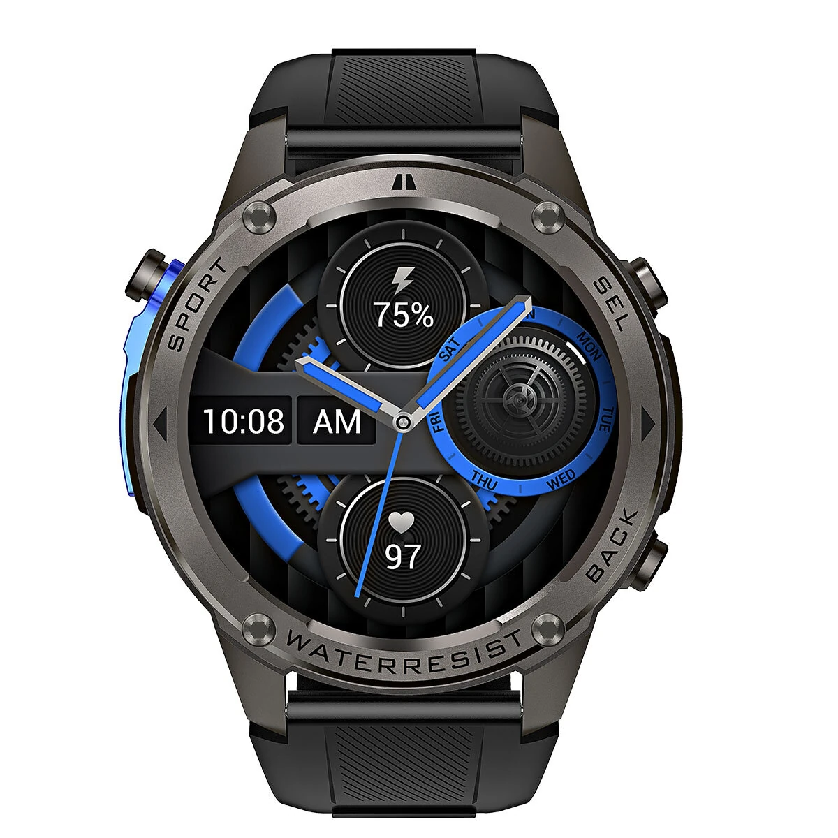 BlitzWolf BW-Voyager1 1.43-inch AMOLED GPS Double Straps Compass & Barometer 10ATM Waterproof bluetooth Call Heart Rate Blood Oxygen Monitor Sleep Monitoring Menstrual Cycle Multi-sports Outdoor Smart Watch