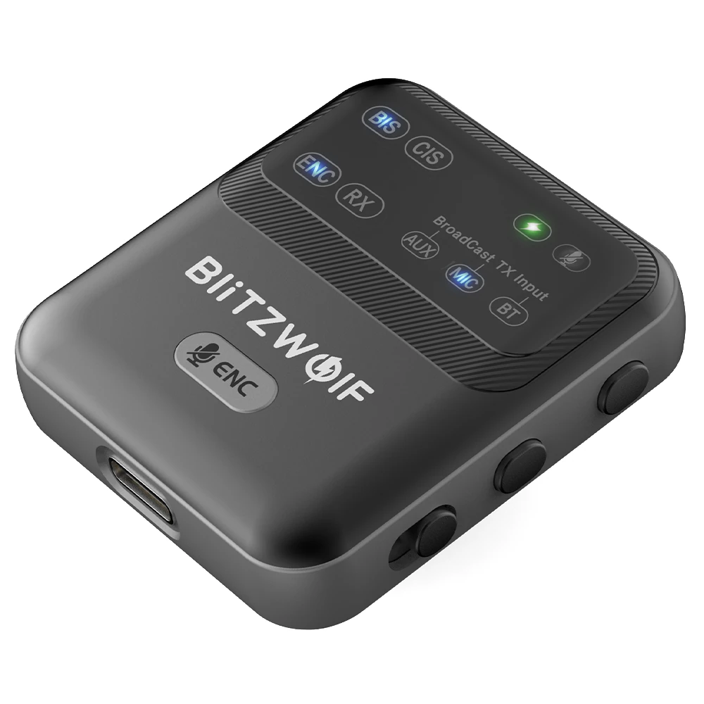BlitzWolf® BW-LE523 2 in 1 Audio Adapter Bluetooth V6.0 Receiver Transmitter Clip-on Design AAC LC3 ENC Wireless Broadcast Adapter One with Multiple Audio System