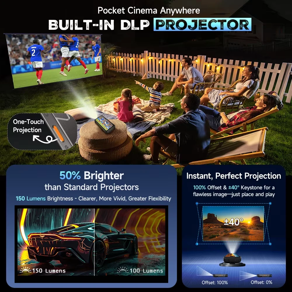Ulefone Armor 34 Pro 5G AI Built-in Projector 25500mAh 32GB RAM 512GB ROM 50MP Triple Camera 64MP Night Vision 6.95 inch 120Hz Versatile LED Light Warning Light 66W Fast Charge Android 15 Dimensity 7300 NFC IP68 IP69K Waterproof Rugged Smartphone