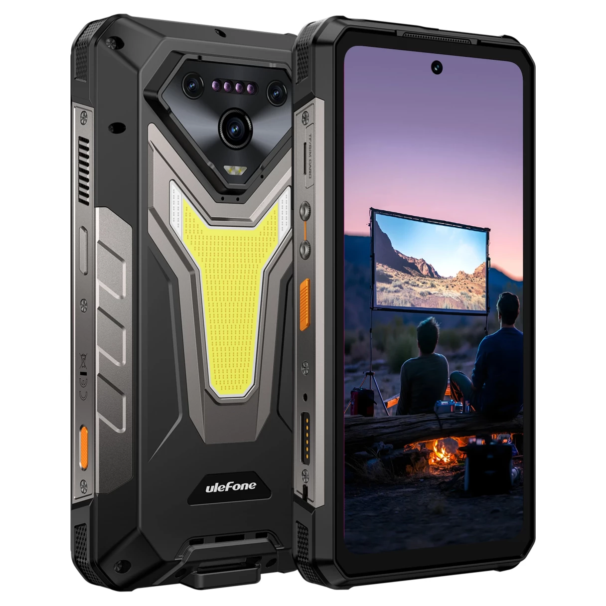 Ulefone Armor 34 Pro 5G AI Built-in Projector 25500mAh 32GB RAM 512GB ROM 50MP Triple Camera 64MP Night Vision 6.95 inch 120Hz Versatile LED Light Warning Light 66W Fast Charge Android 15 Dimensity 7300 NFC IP68 IP69K Waterproof Rugged Smartphone