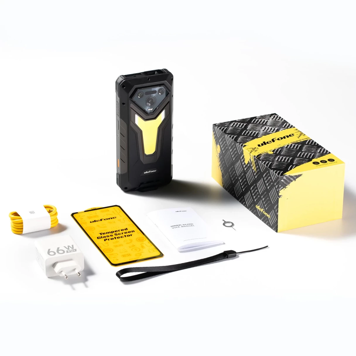 Ulefone Armor 34 Pro 5G AI Built-in Projector 25500mAh 32GB RAM 512GB ROM 50MP Triple Camera 64MP Night Vision 6.95 inch 120Hz Versatile LED Light Warning Light 66W Fast Charge Android 15 Dimensity 7300 NFC IP68 IP69K Waterproof Rugged Smartphone