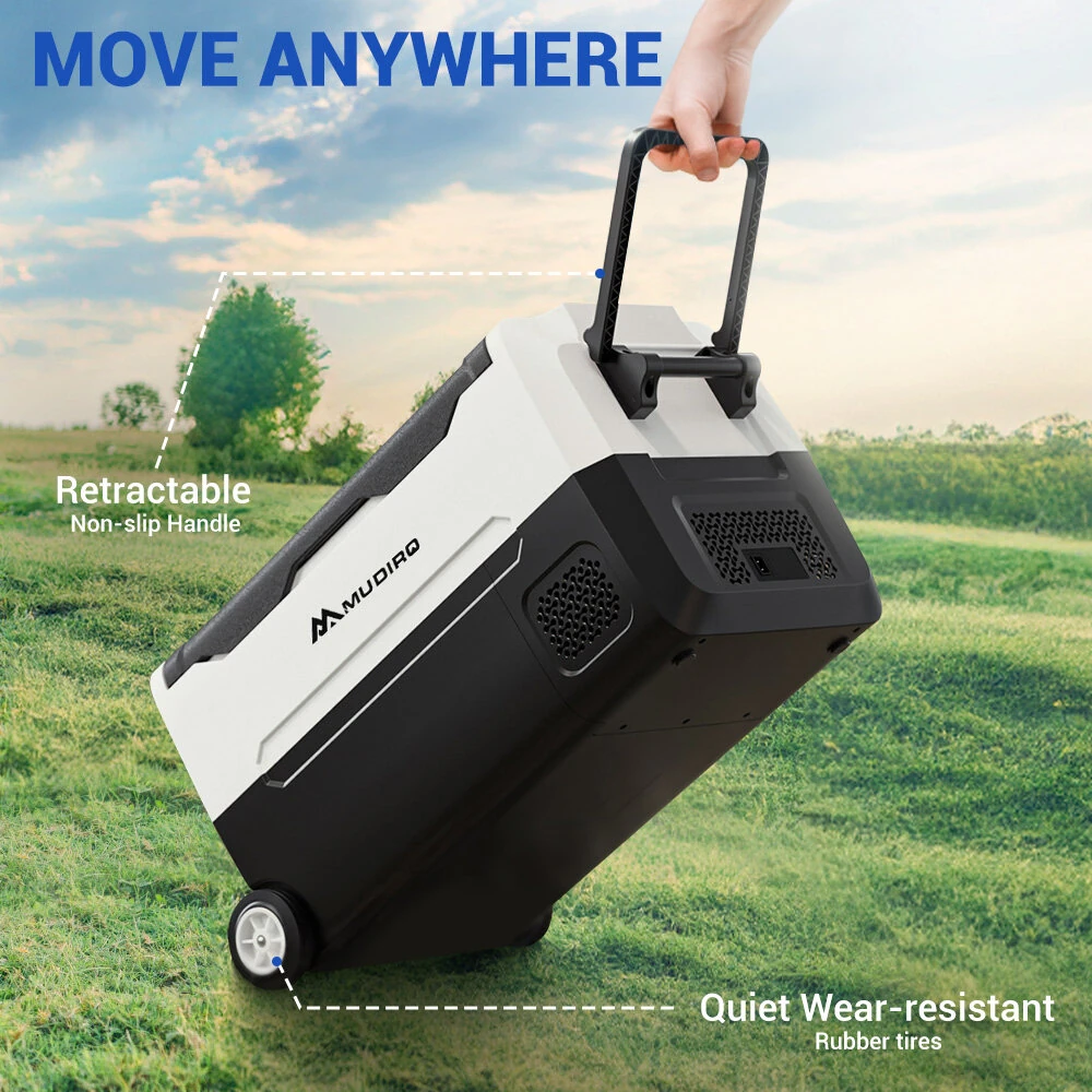 Mudiro 12 Volt Refrigerator with Bluetooth function 12V Car Fridge 35L(37QT) 55L(58QT) -4℉~68℉ Freezer Compressor Cooler 12/24V DC & 100-240V AC,Removable Divider, Car Fridge For Car, Camping, Travel, Fishing, Outdoor or Home