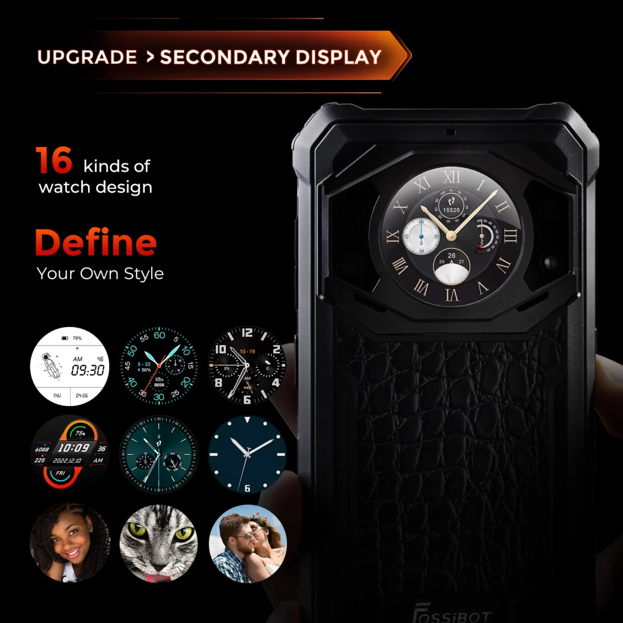 FOSSiBOT F101 Pro Dual Display 15GB 128GB 10600mAh 24MP Camera 5.45 inch Fast Charging Android 13 MT8788 Octa Core NFC IP68 IP69K Waterproof 4G Rugged Smartphone