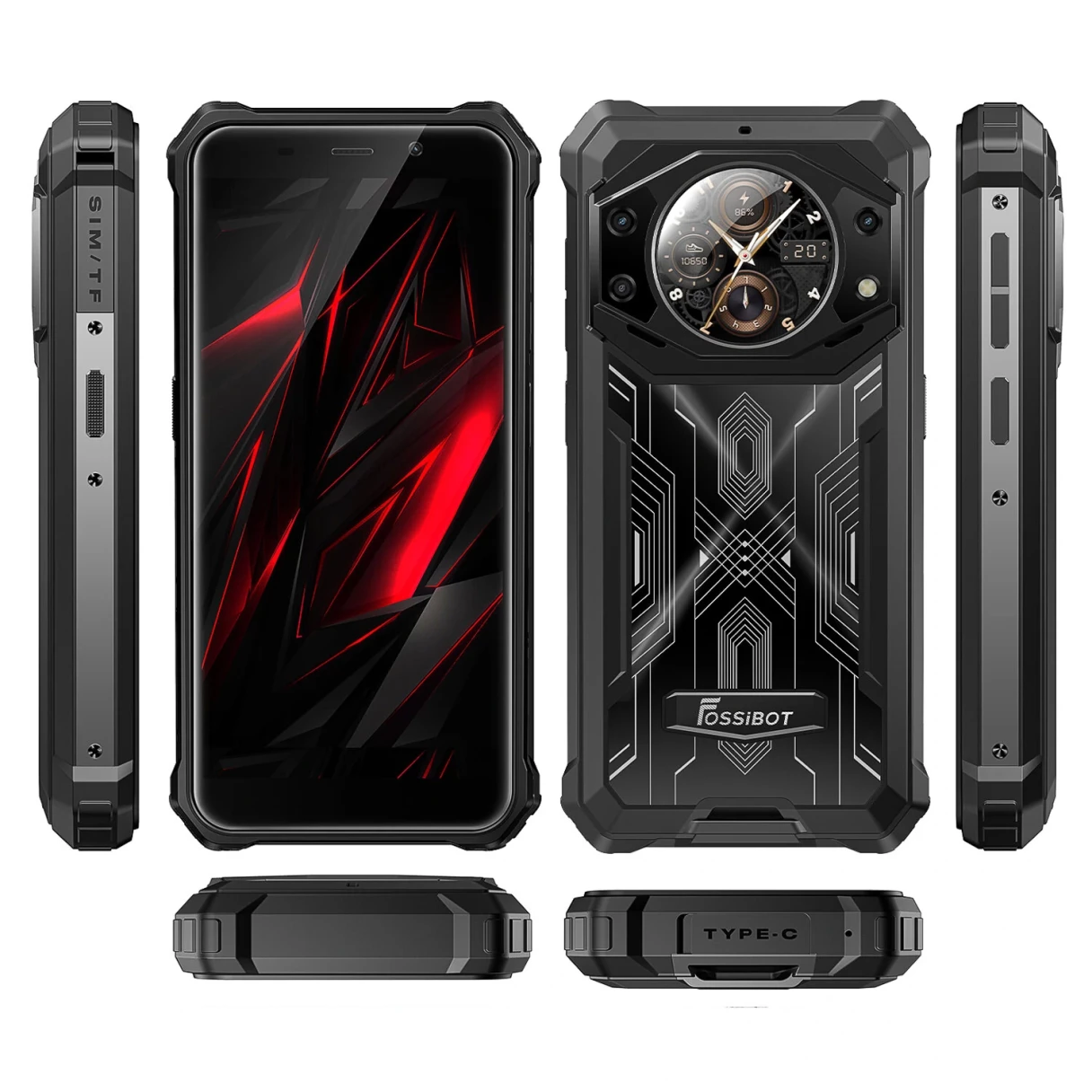FOSSiBOT F101 Pro Dual Display 15GB 128GB 10600mAh 24MP Camera 5.45 inch Fast Charging Android 13 MT8788 Octa Core NFC IP68 IP69K Waterproof 4G Rugged Smartphone