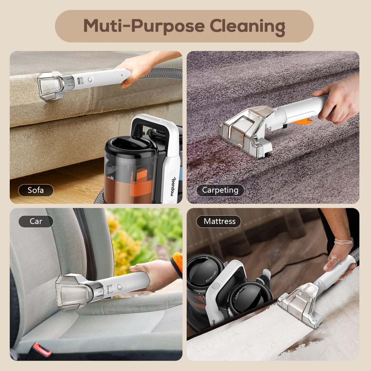 [EU Direct]Teendow C5 500W Portable Carpet Cleaner Vacuums 11kpa Spot Cleaner For Carpet And Sofa Pet Stain Remover with Dual Water Tank System