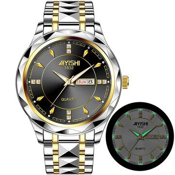 AIYISHI Men Watches Luxury Brand Luminous Waterproof Business Watch Stainless Steel Strap Quartz Watch