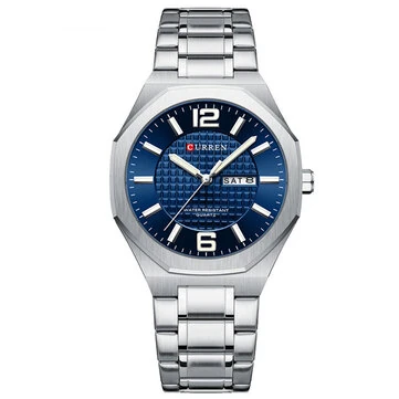 CURREN Men's Stainless Steel Quartz Watch Waterproof Calendar Business Casual Wristwatch Fashion Design with Watch Box