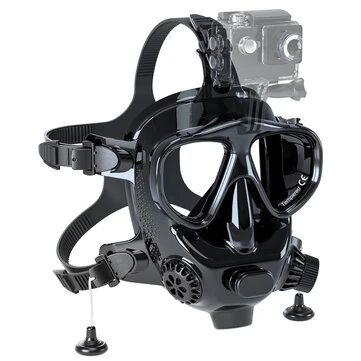 [EU Direct] DIDEEP Diving Face Scuba Cover with Camera Mount, 180° View Panoramic Full Face Diving Cover, Anti-Fog & Anti-Leak Scuba&Snorkel Cover for Scuba Diving, Compatible with All Scuba