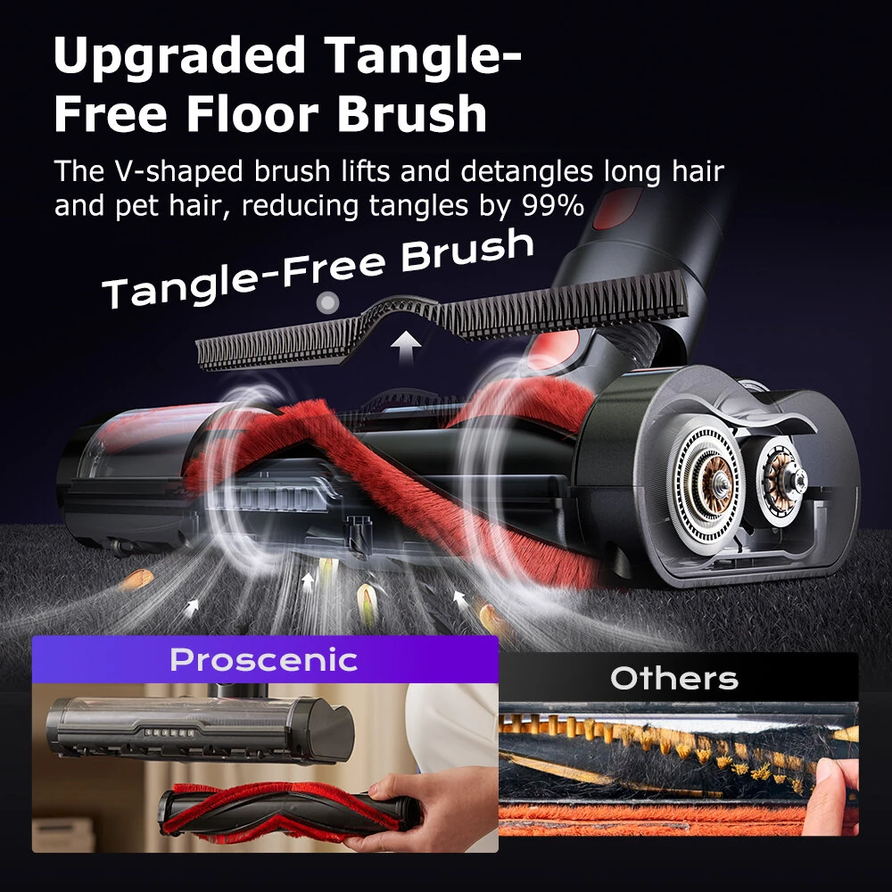 [EU Direct]Proscenic P16 Cordless Stick Vacuum Cleaner, 50Kpa 55Mins Runtime, 180°Bendable Wand, Green LED Headlight, Digital LED Display, Rechargeable Lightweight Stick Vacuum for Home