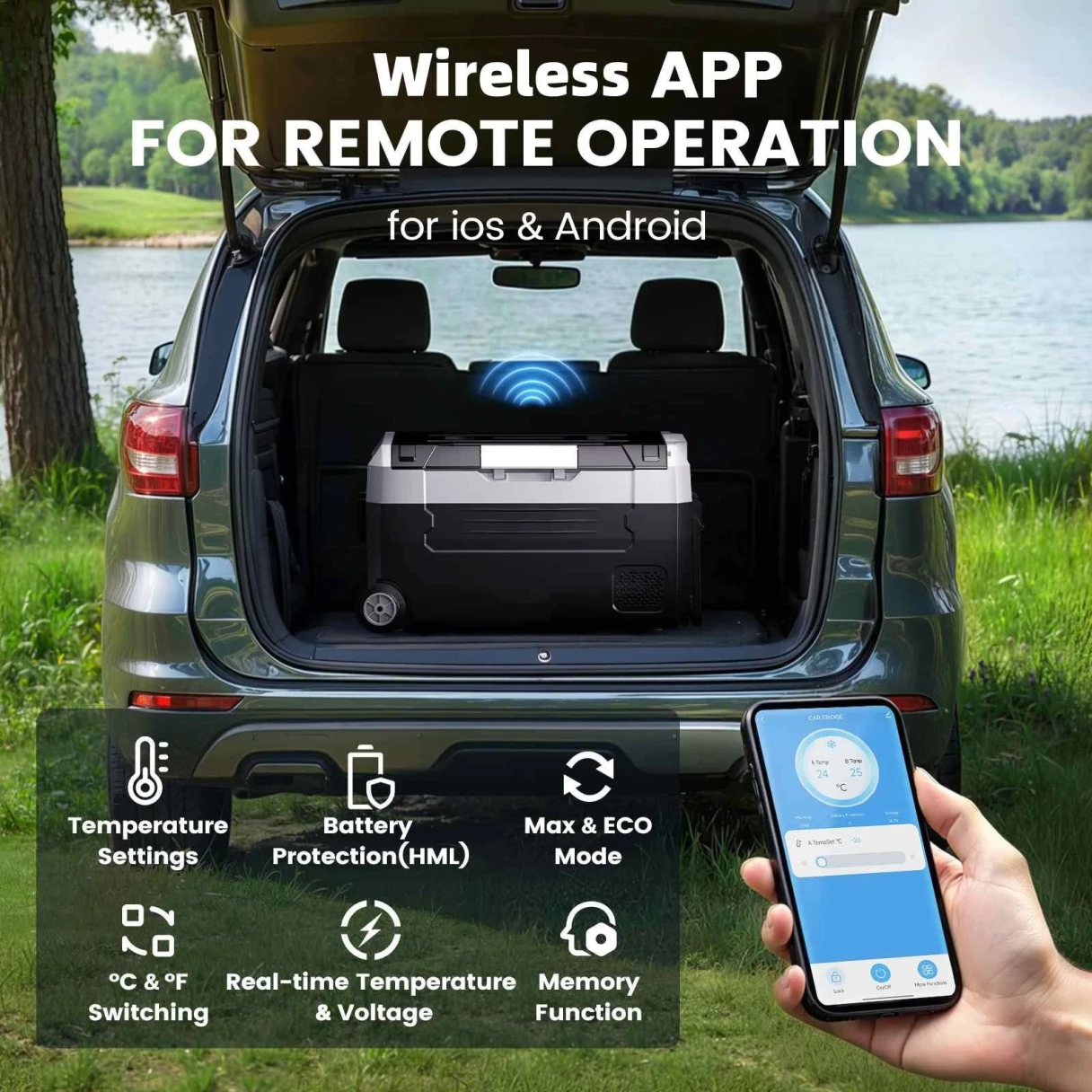 KROAK Dual Zone Car Refrigerator 35L 45L 55L Compressor Fridge Freezer 12V/24V DC 100-240V AC Portable Cooler for Camping Travel