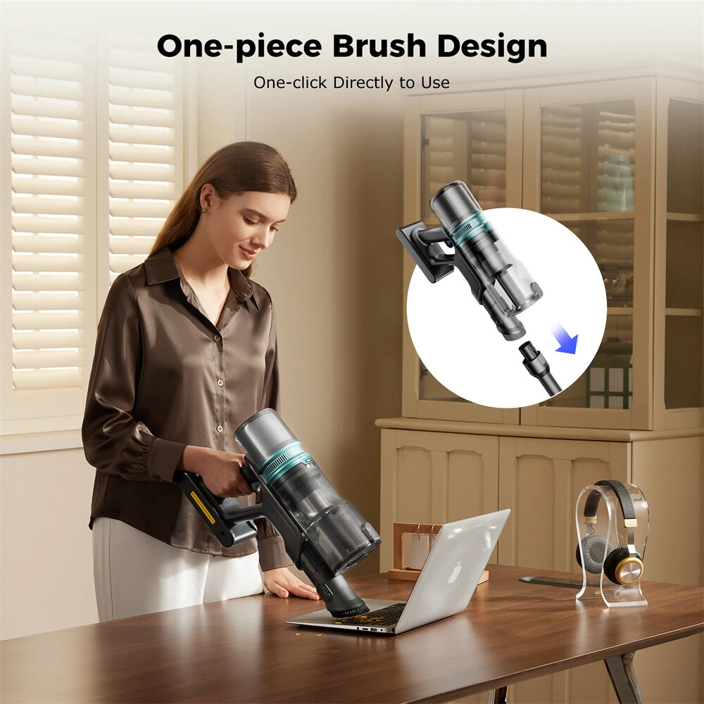 [EU Direct]Proscenic P16 Cordless Stick Vacuum Cleaner, 50Kpa 55Mins Runtime, 180°Bendable Wand, Green LED Headlight, Digital LED Display, Rechargeable Lightweight Stick Vacuum for Home