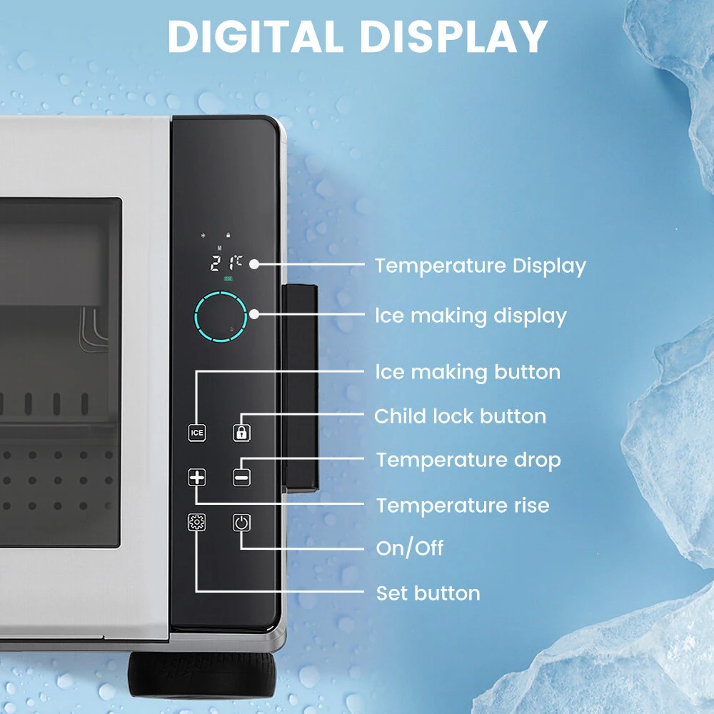 MUDIRO 45L Car Fridge with ICE Maker Freezer Fast Cooling Car Refrigerator Quick Ice Making Mobile Refrigeration System Energy Saving with LED Lighting