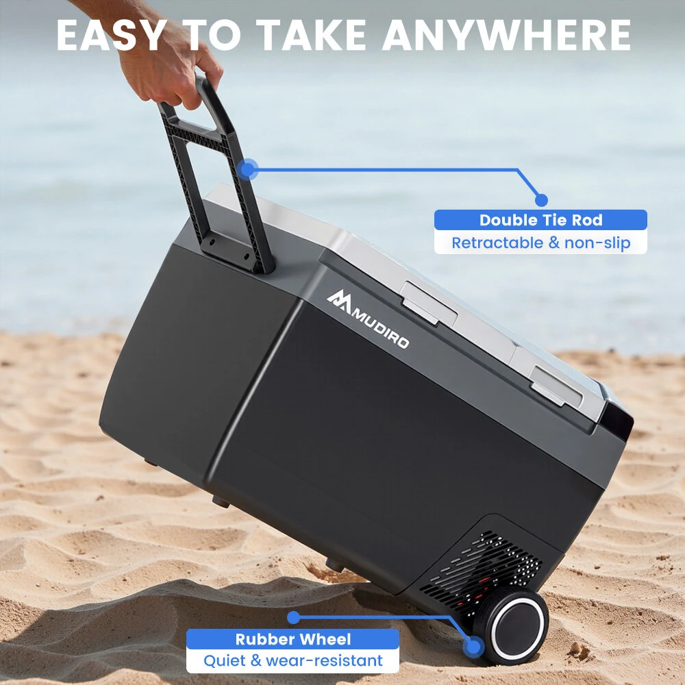 MUDIRO 45L Car Fridge with ICE Maker Freezer Fast Cooling Car Refrigerator Quick Ice Making Mobile Refrigeration System Energy Saving with LED Lighting