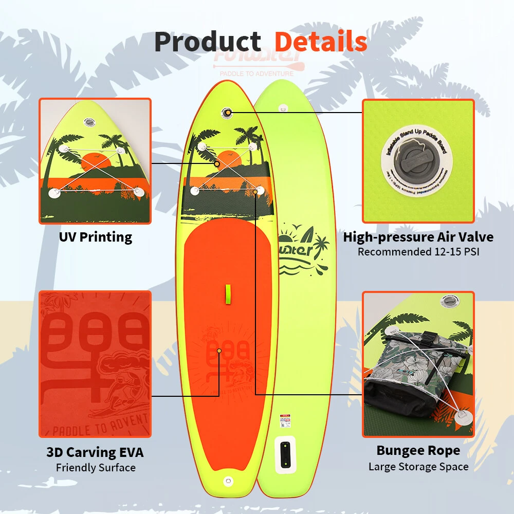 [EU Direct] FunWater Max Load 190KG 335cm 350cm Large Size Inflatable Stand Up Paddle Board Surfboard Complete Paddleboard Accessories Adjustable Paddle, Pump, ISUP Travel Backpack, Leash, Adult Paddle Board SUPFW28A SUPFW28C SUPFW28D SUPFW27A SUPFW27B