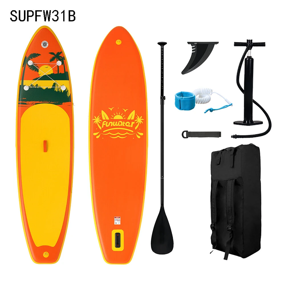 [EU Direct] FunWater Max Load 190KG 335cm 350cm Large Size Inflatable Stand Up Paddle Board Surfboard Complete Paddleboard Accessories Adjustable Paddle, Pump, ISUP Travel Backpack, Leash, Adult Paddle Board SUPFW28A SUPFW28C SUPFW28D SUPFW27A SUPFW27B