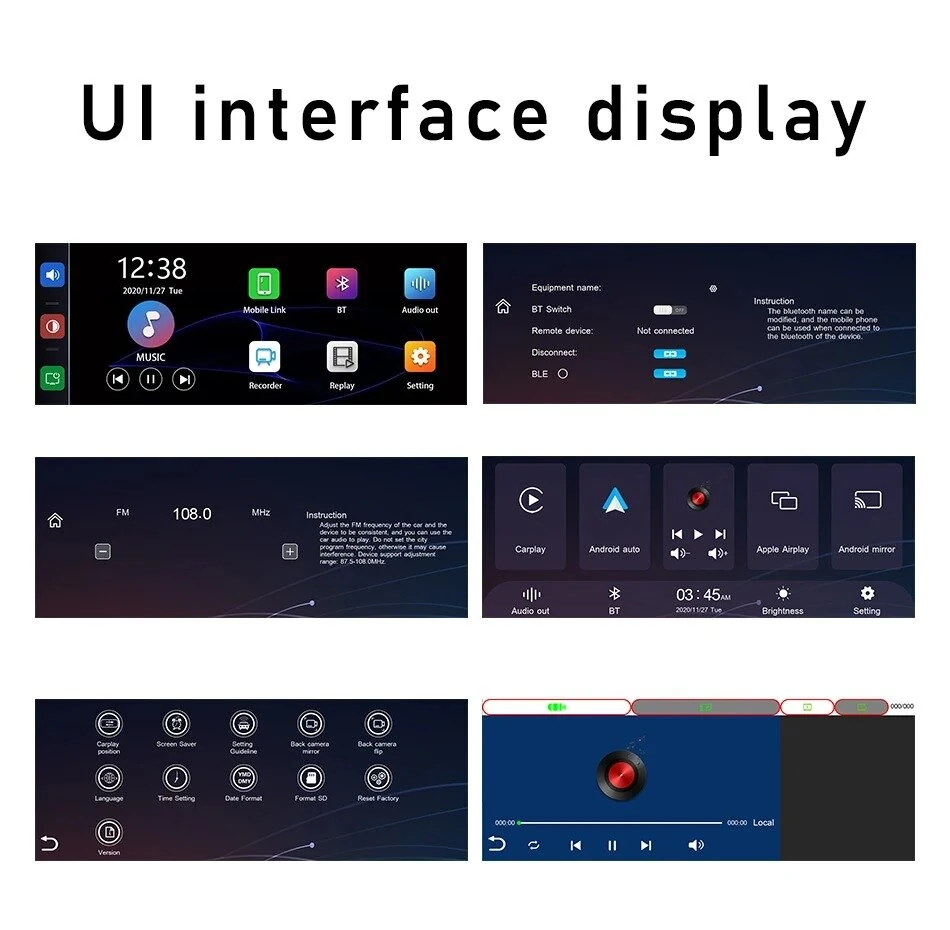10.26 inch Portable bluetooth Car MP5 Player HD Large Screen Wireless Carplay Car Radio Built-in 1W Speaker
