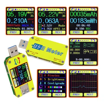 RIDEN® UM34/UM34C For APP USB 3.0 Type-C DC Voltmeter Ammeter Voltage Current Meter Battery Charge Measure Cable Resistance Tester