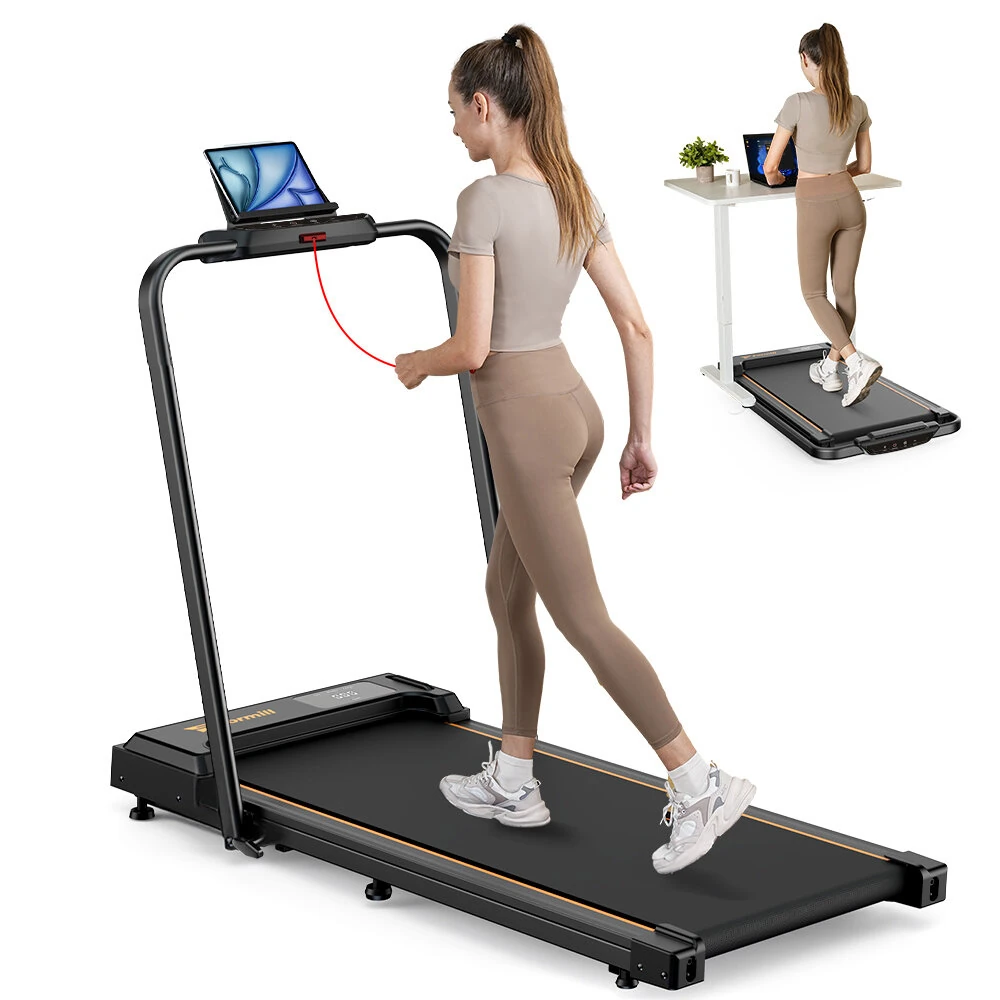 [EU Direct] Formill FT51 2 in 1 Walking Pad Treadmill 2.5HP Motor 1-10km/h Speed Auto Incline Foldable 256 lbs Capacity LED Display   Remote Control Pad Stand Home Office Under Desk Treadmill for Walking Running