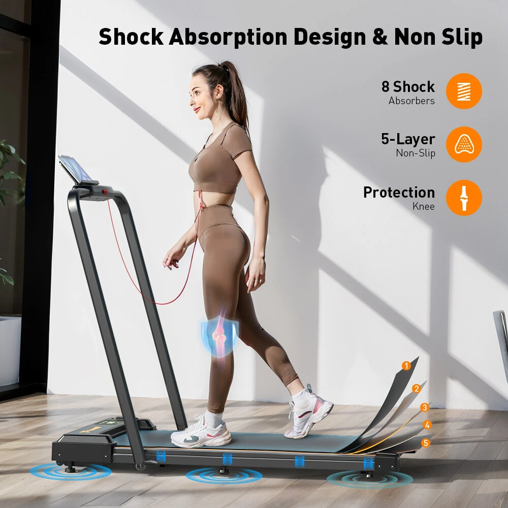 [EU Direct] Formill FT51 2 in 1 Walking Pad Treadmill 2.5HP Motor 1-10km/h Speed Auto Incline Foldable 256 lbs Capacity LED Display   Remote Control Pad Stand Home Office Under Desk Treadmill for Walking Running