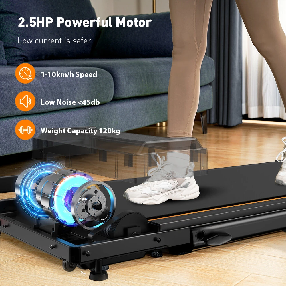 [EU Direct] Formill FT51 2 in 1 Walking Pad Treadmill 2.5HP Motor 1-10km/h Speed Auto Incline Foldable 256 lbs Capacity LED Display   Remote Control Pad Stand Home Office Under Desk Treadmill for Walking Running