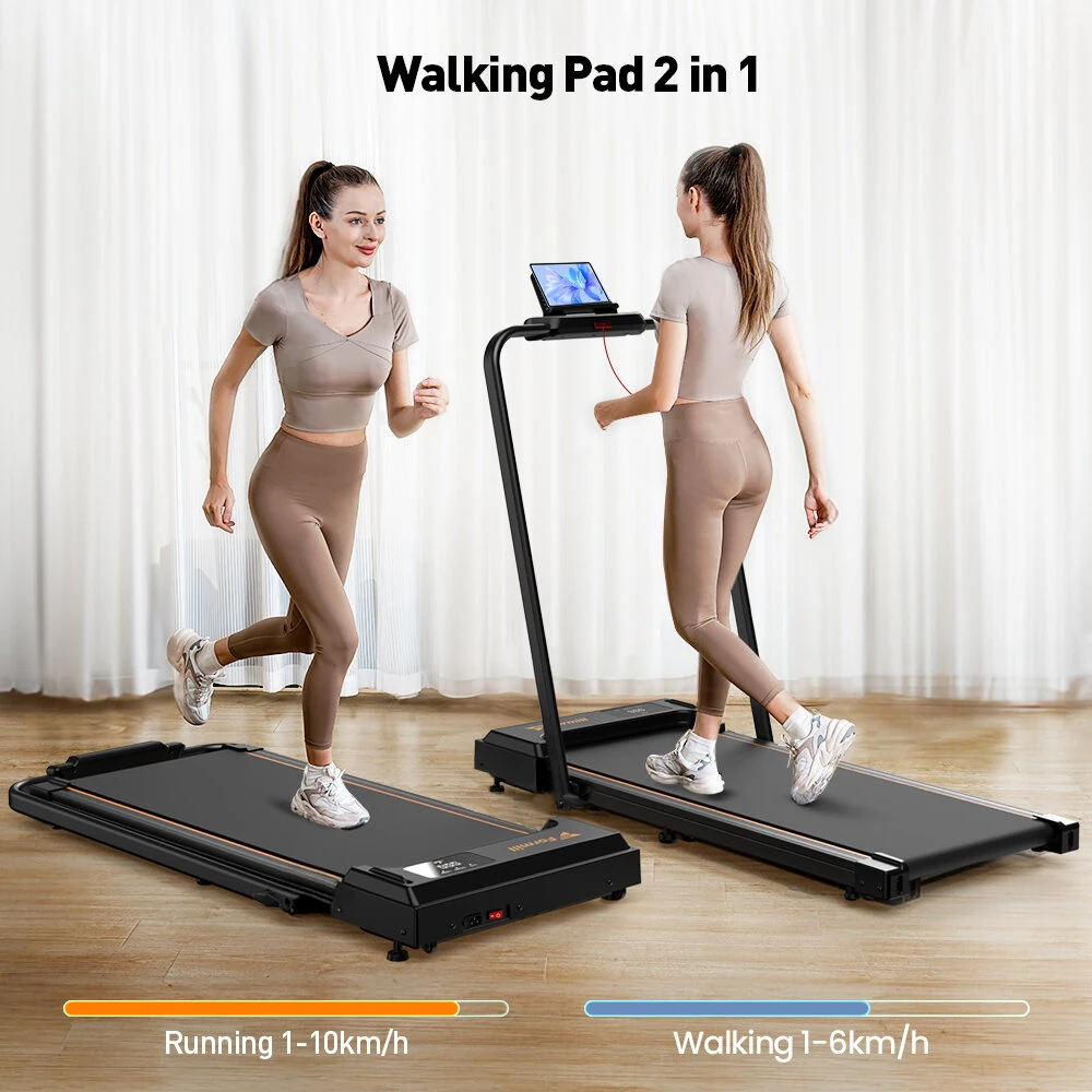 [EU Direct] Formill FT51 2 in 1 Walking Pad Treadmill 2.5HP Motor 1-10km/h Speed Auto Incline Foldable 256 lbs Capacity LED Display   Remote Control Pad Stand Home Office Under Desk Treadmill for Walking Running