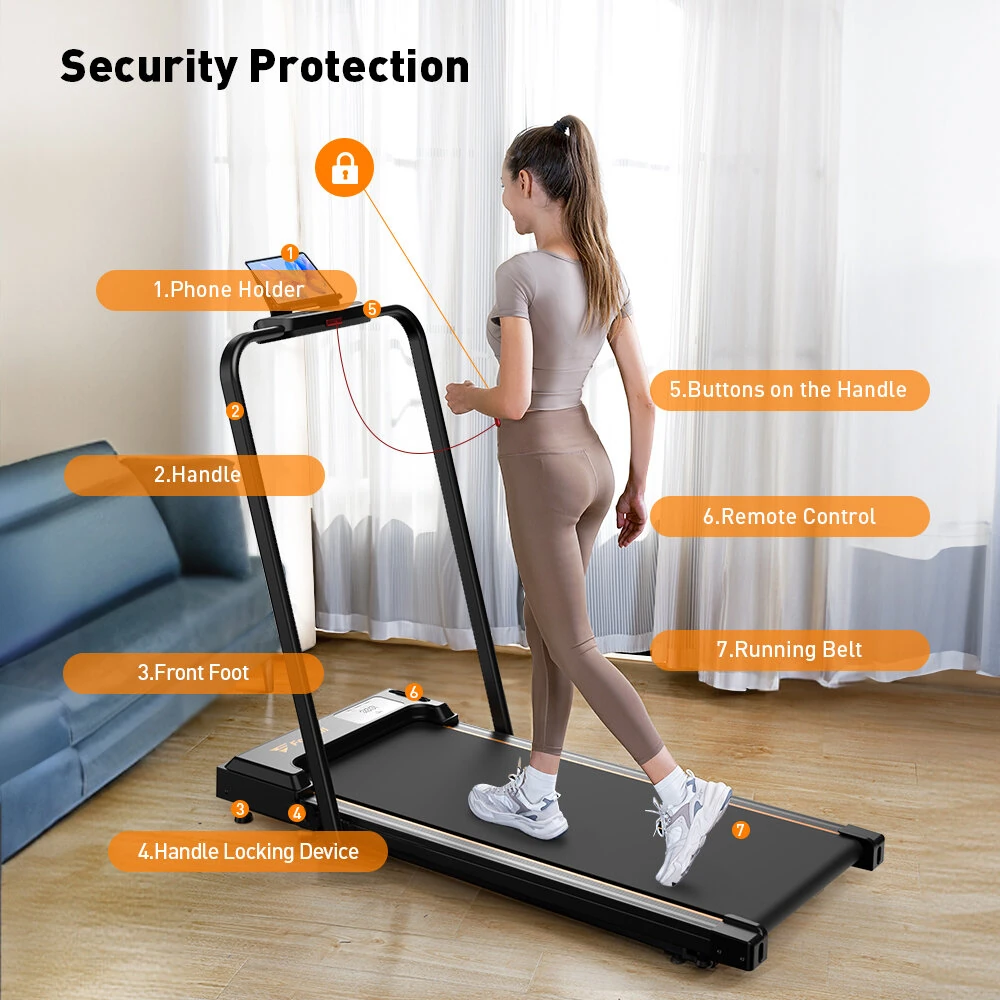 [EU Direct] Formill FT51 2 in 1 Walking Pad Treadmill 2.5HP Motor 1-10km/h Speed Auto Incline Foldable 256 lbs Capacity LED Display   Remote Control Pad Stand Home Office Under Desk Treadmill for Walking Running