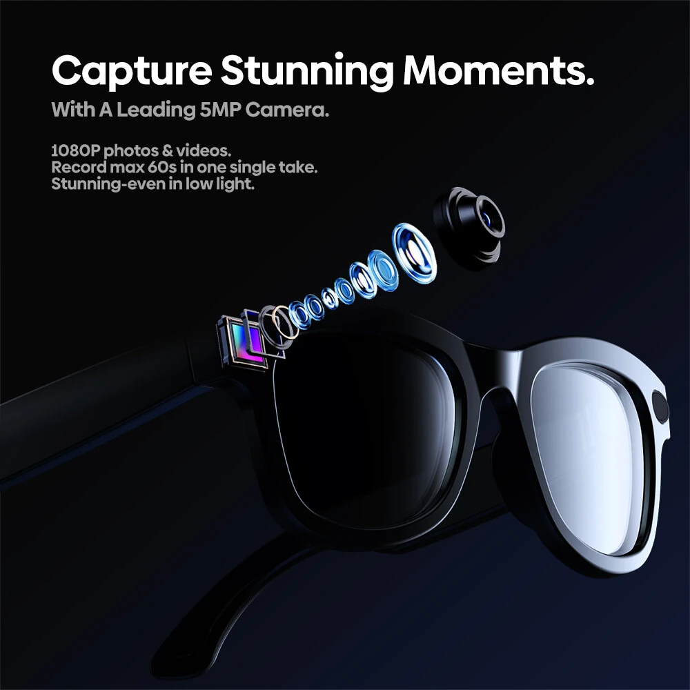 [World Premiere]Zeblaze Eyewear AI Smart Shooting Glasses 5MP 1080P Camera ChatGPT-4o Enpowered Open-Ear Speakers 32GB Storage 14H Battery Life Multi-language Supported IPX4 Hands-Free Audio Smart Glasses