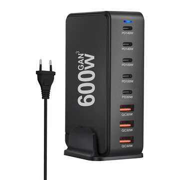 [GaN Tech]Bakeey YMX-600W 600W 8-Port USB PD Charger 5USB-C+3USB-A QC PD3.1 Fast Charging Desktop Charging Station EU Plug US Plug for iPhone 16 16 Pro 15 14 13 Pro Max for Xiaomi 15pro for S
